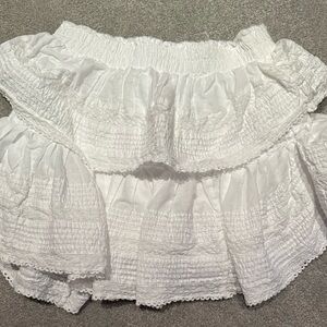 LoveShackFancy White Mini Ruffle Skirt